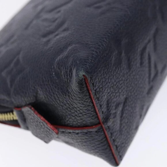 LOUIS VUITTON Monogram Empreinte Pochette Cosmetic PM Navy M69413 LV Auth 138768 - Picture 3 of 16